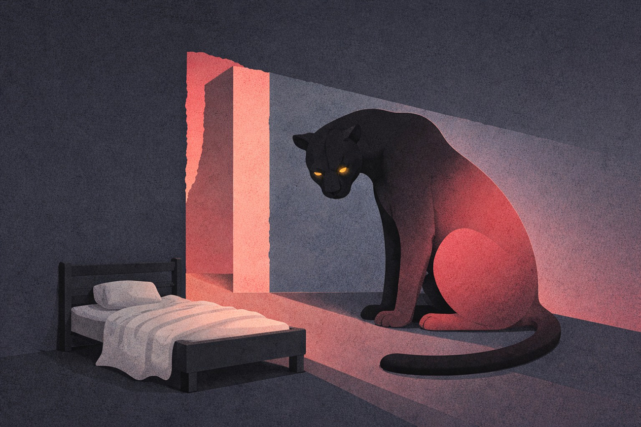 Pantera indefinida, desgraçada e bela